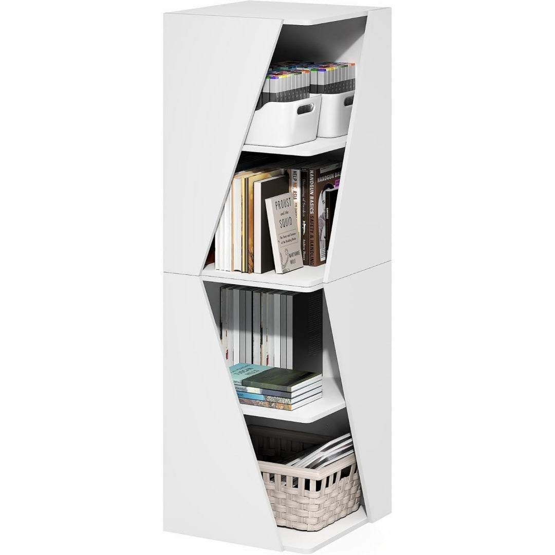 Libreria contenitore con ante con ripiani bianco