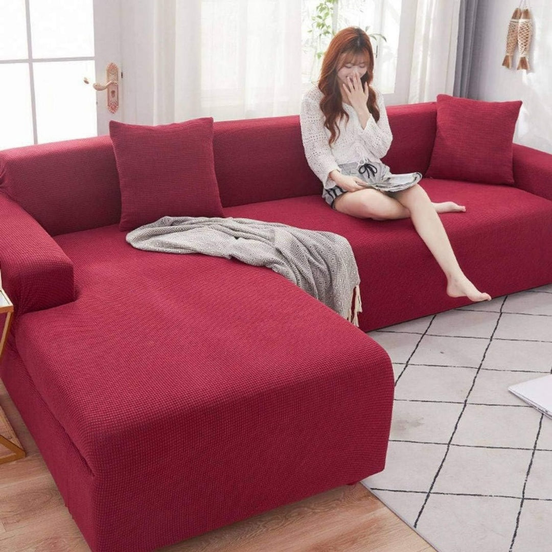 Divano confortevole rivestimento in tessuto rosso