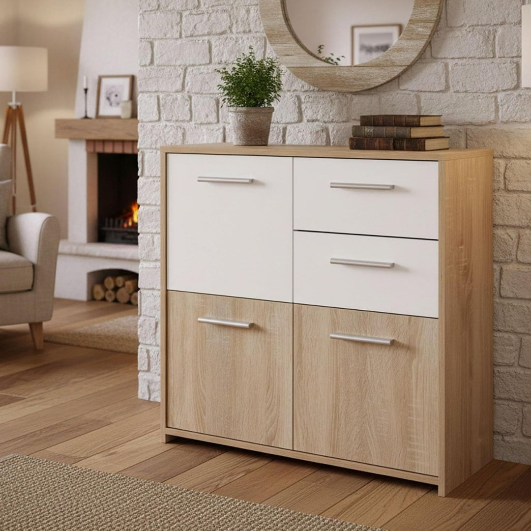 Credenza da soggiorno struttura in metallo bianco