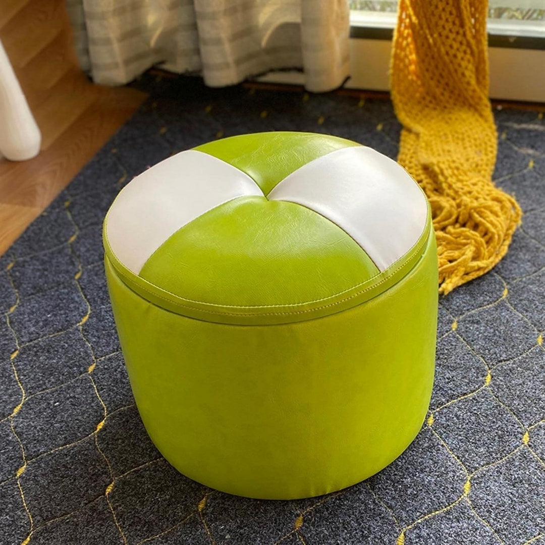 Pouf da soggiorno con vano contenitore con poggiapiedi verde