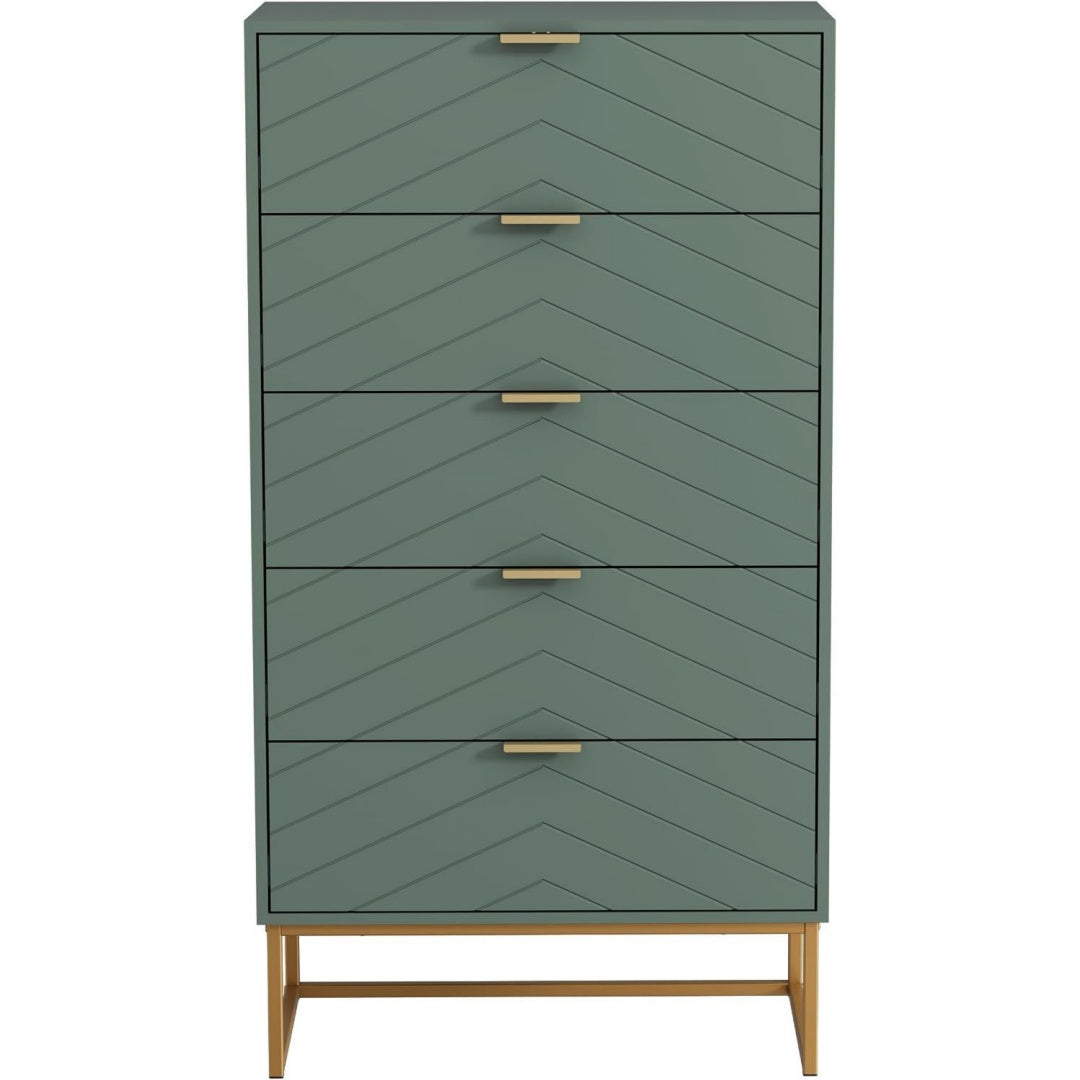 Como e cassettiere in MDF struttura in metallo verde