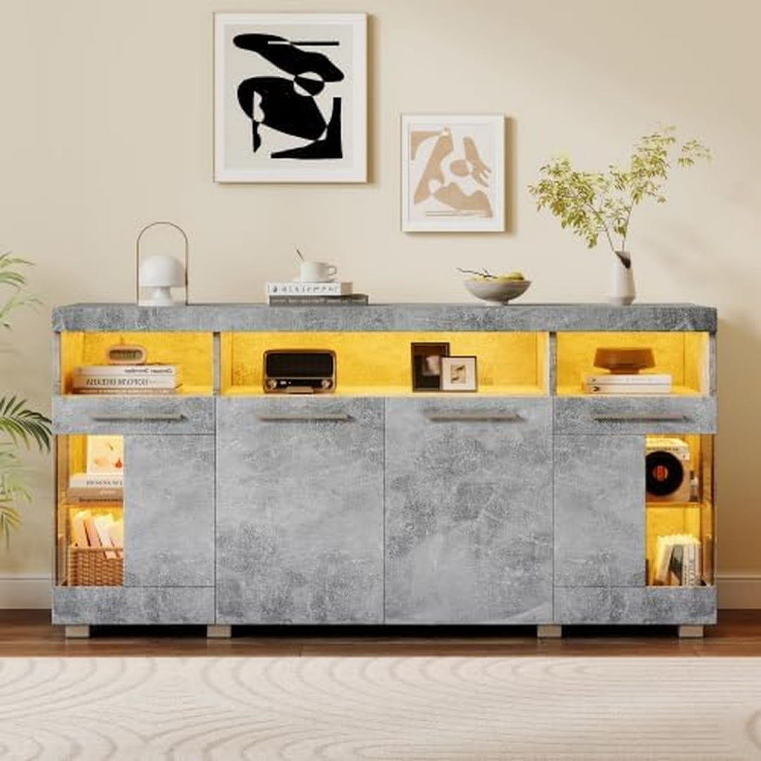 Tavolino da salotto con vano contenitore con illuminazione LED grigio